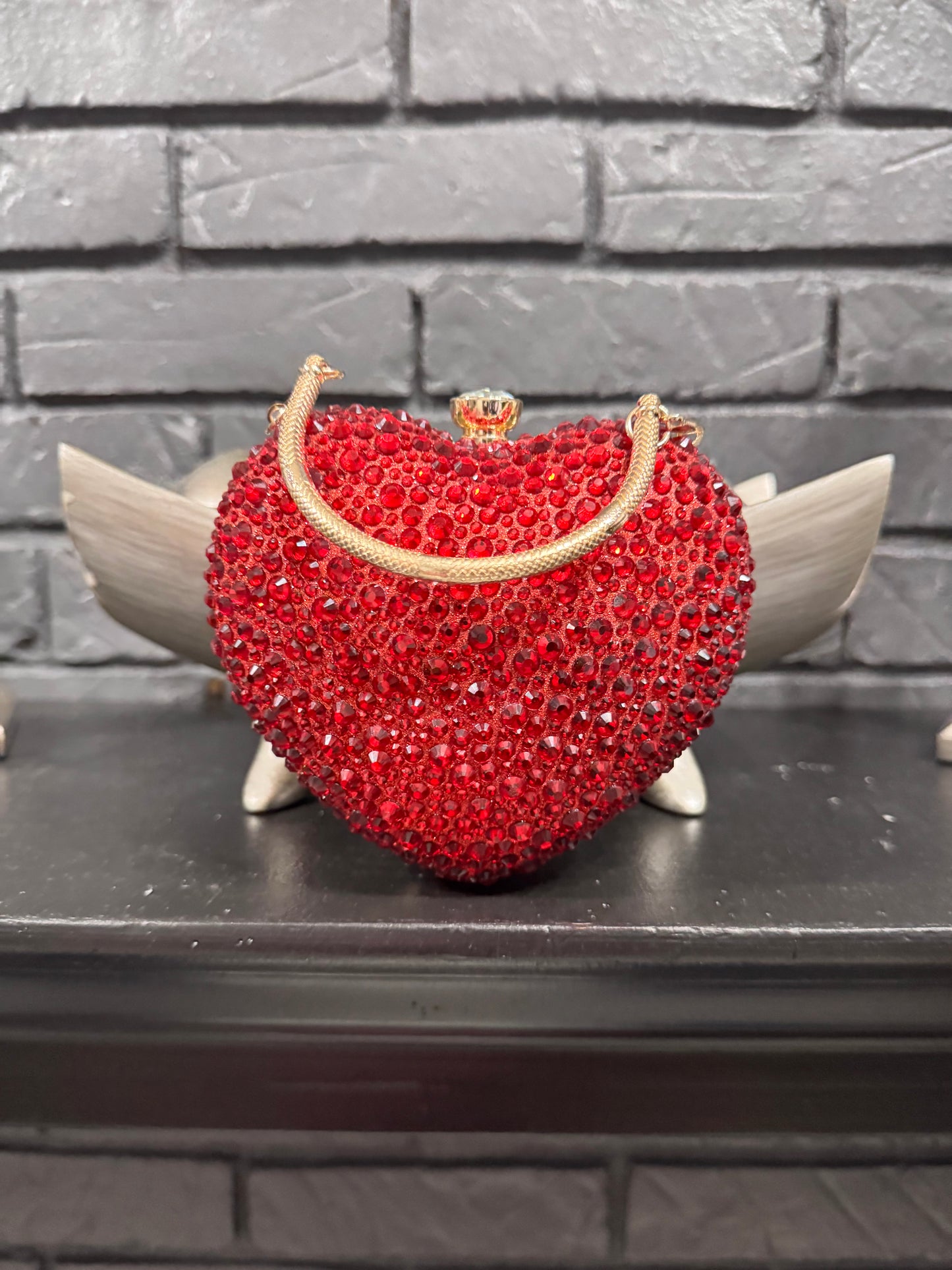 Heart Shape Rhinestones purse