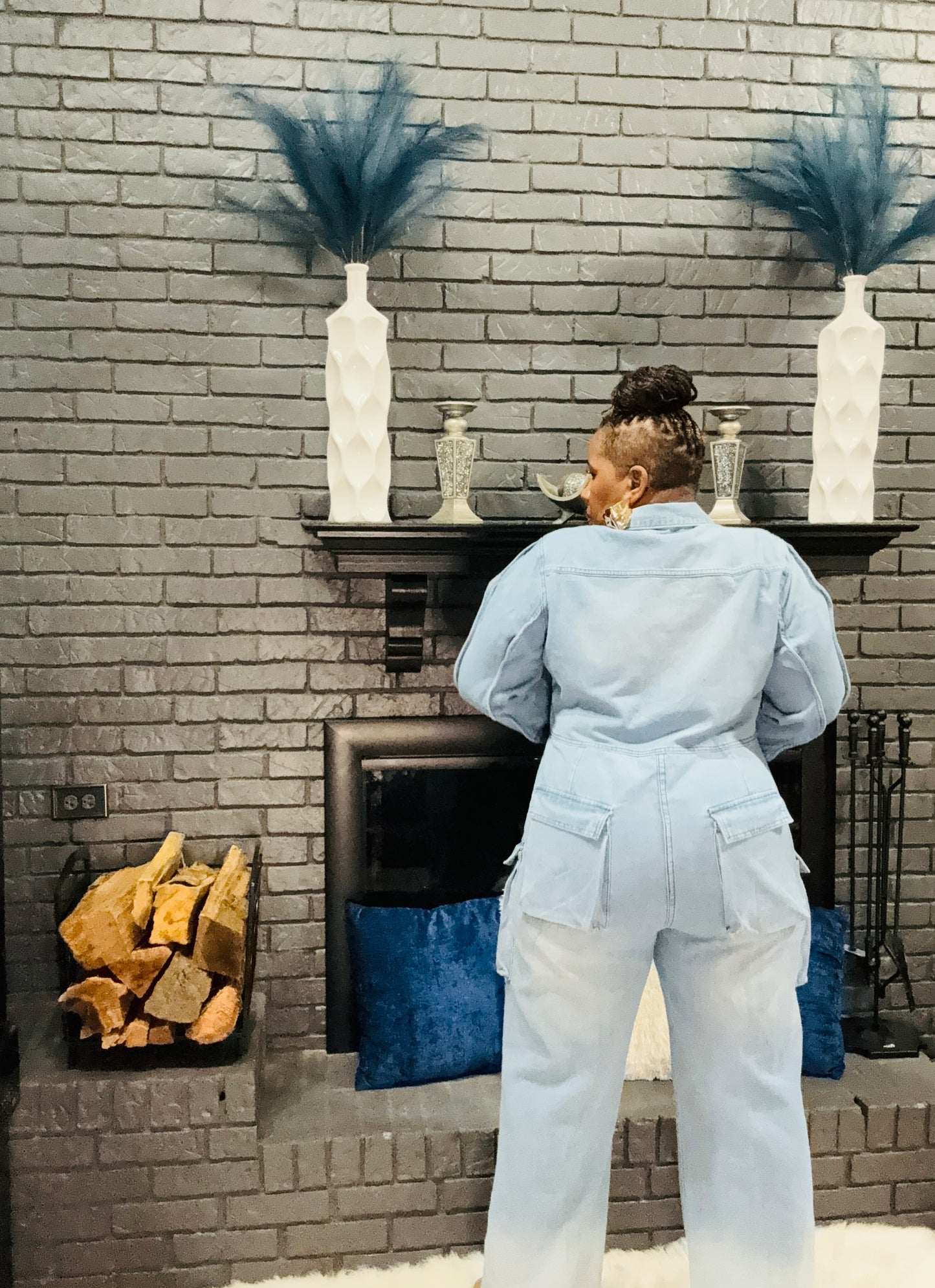 Denim Cargo Jumpsuit
