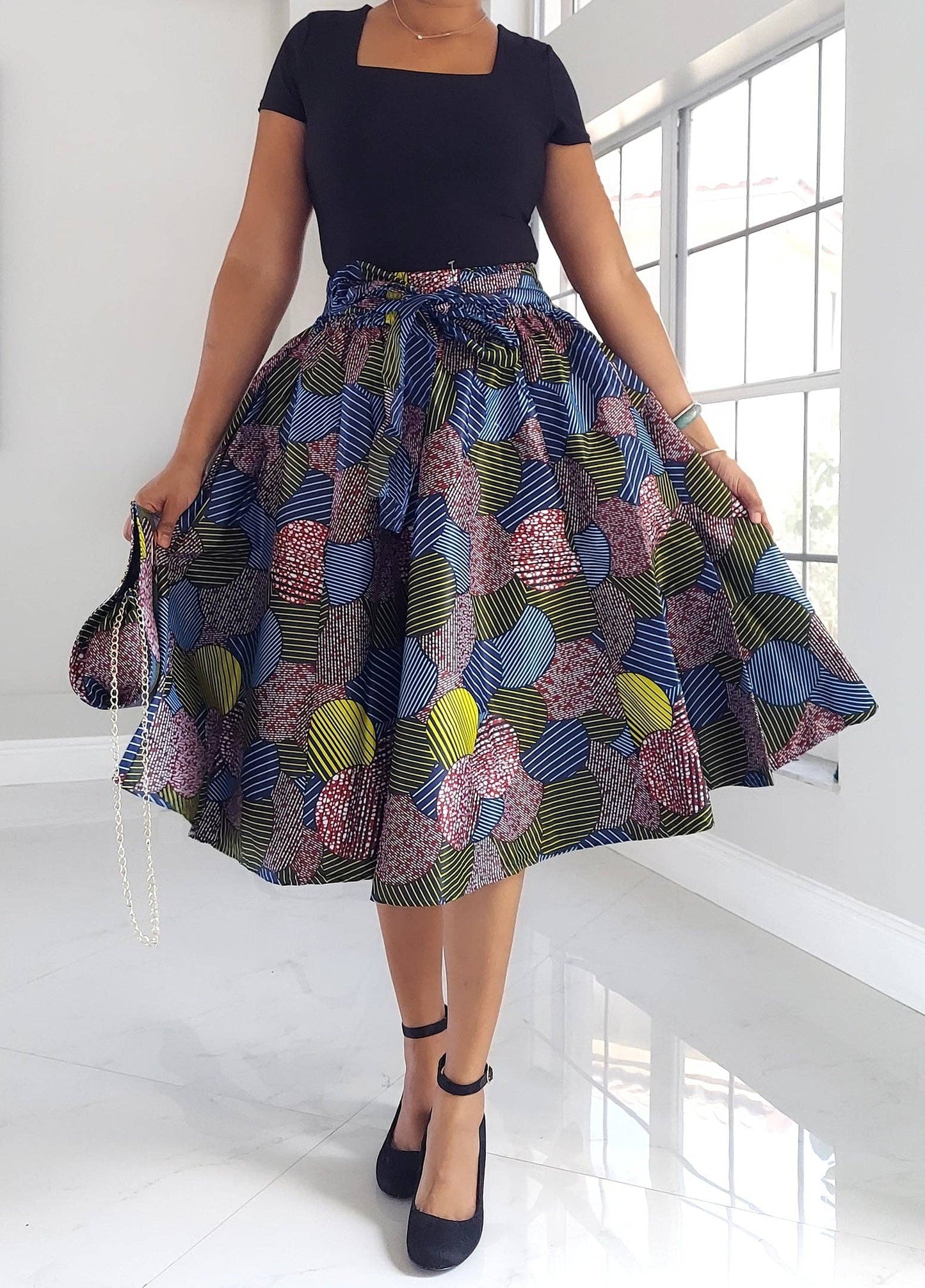 Combo- Women Mid Length Skirt & Pocketbook Set