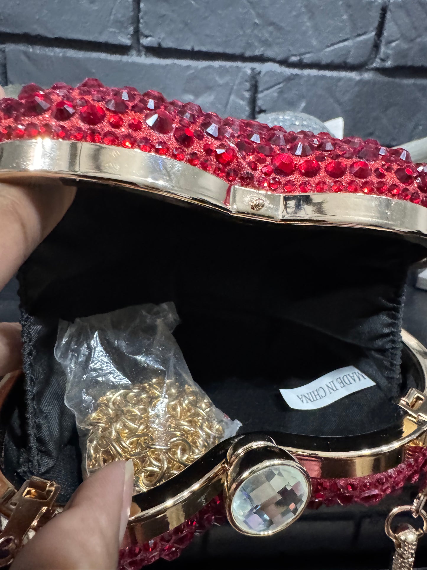 Heart Shape Rhinestones purse