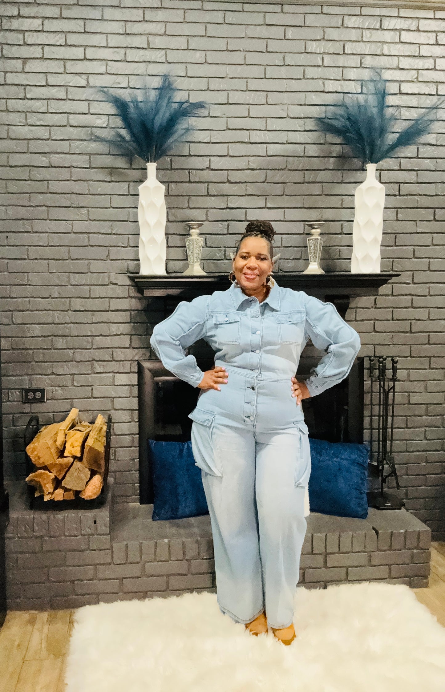 Denim Cargo Jumpsuit