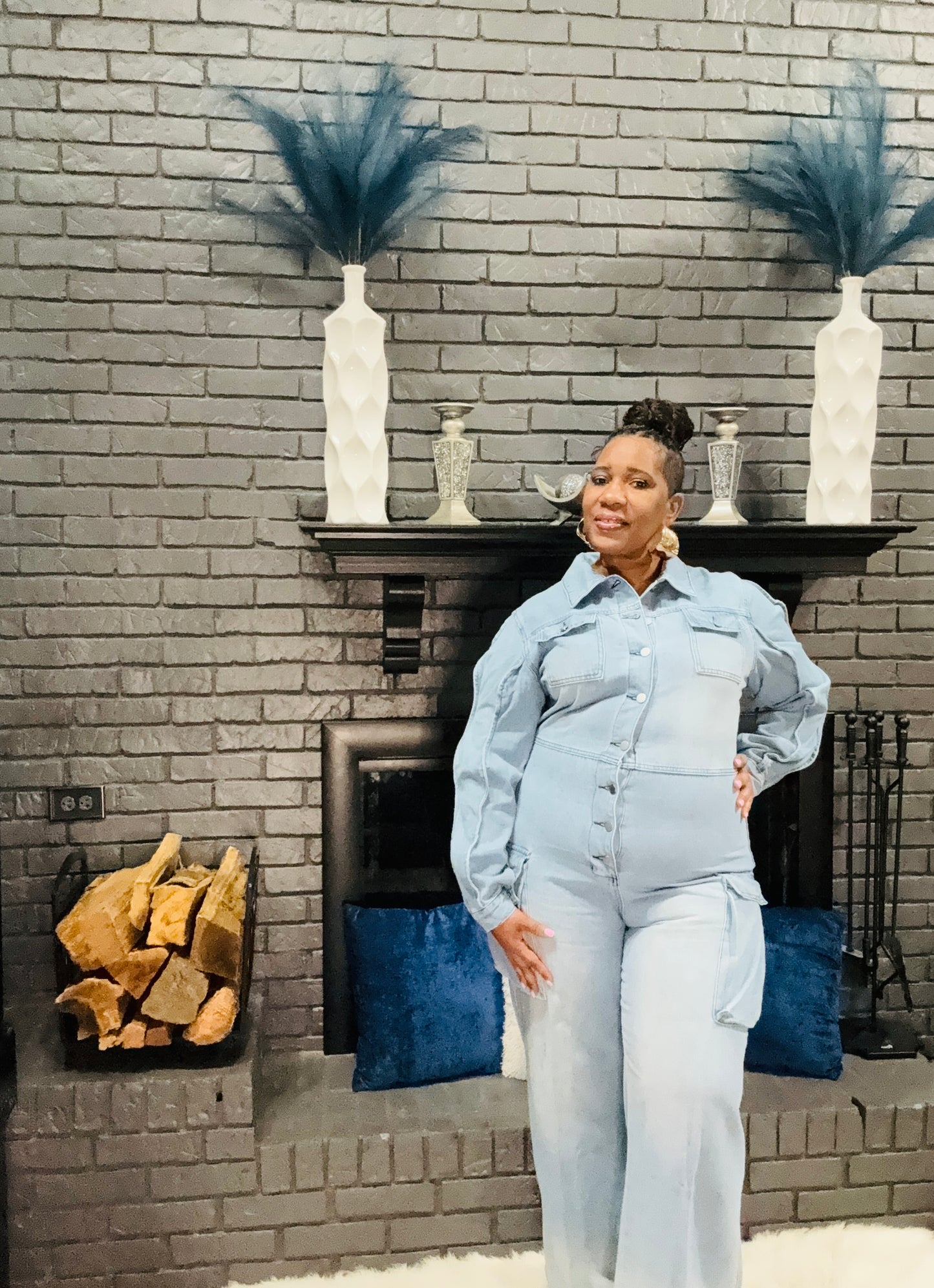 Denim Cargo Jumpsuit