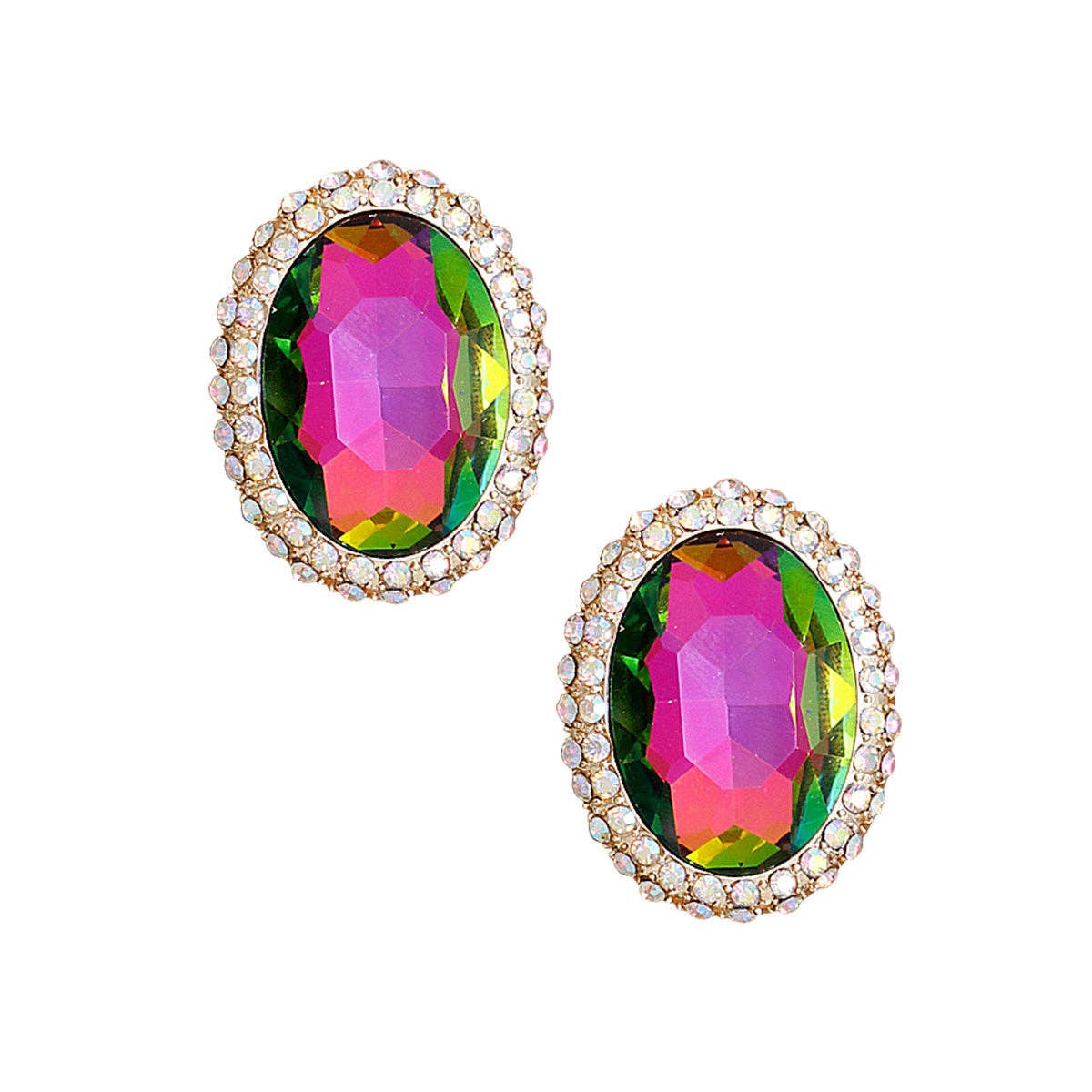 Oval Halo Studs Earrings