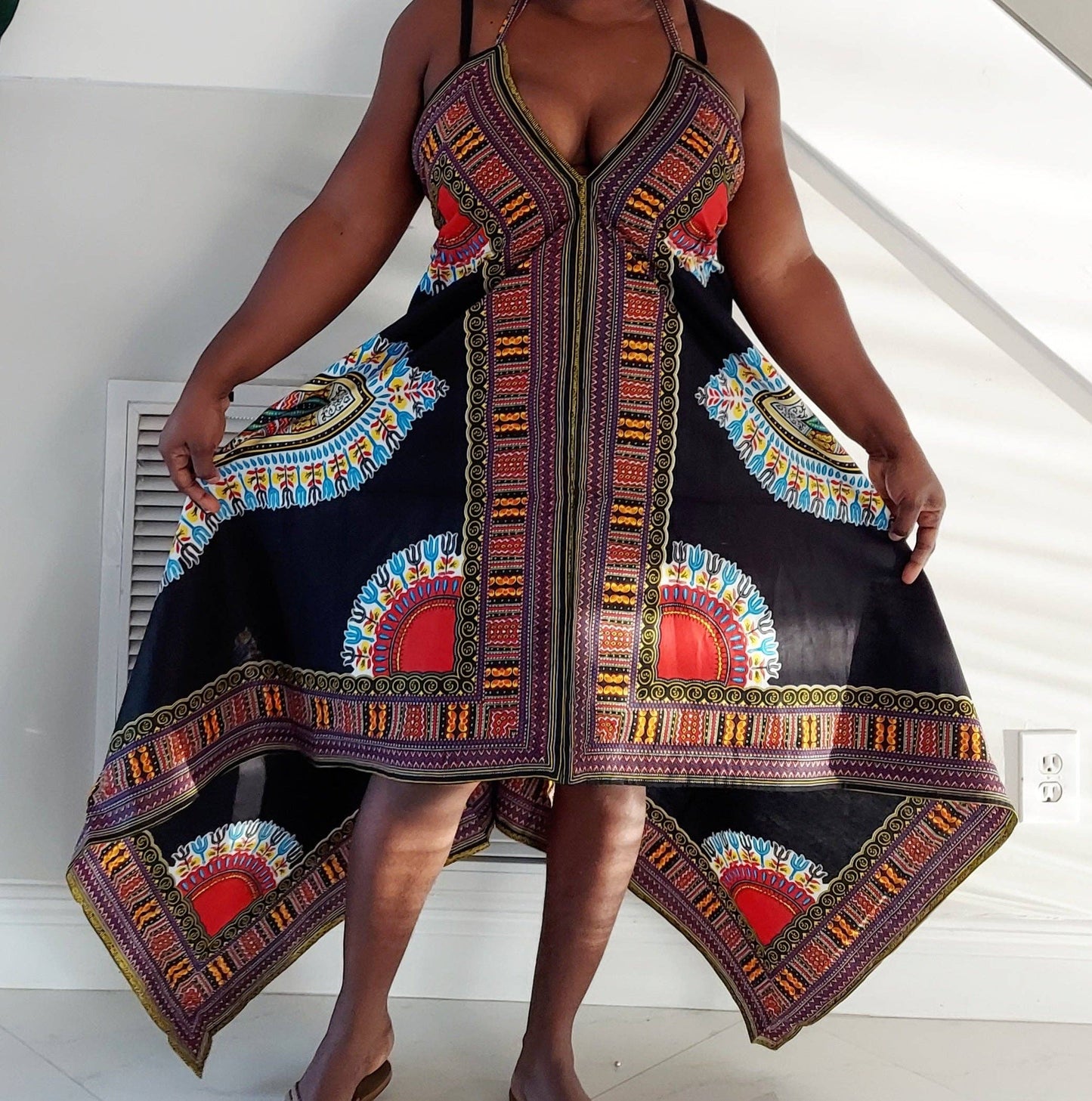 Dashiki Halter  Dress/ Handkerchief