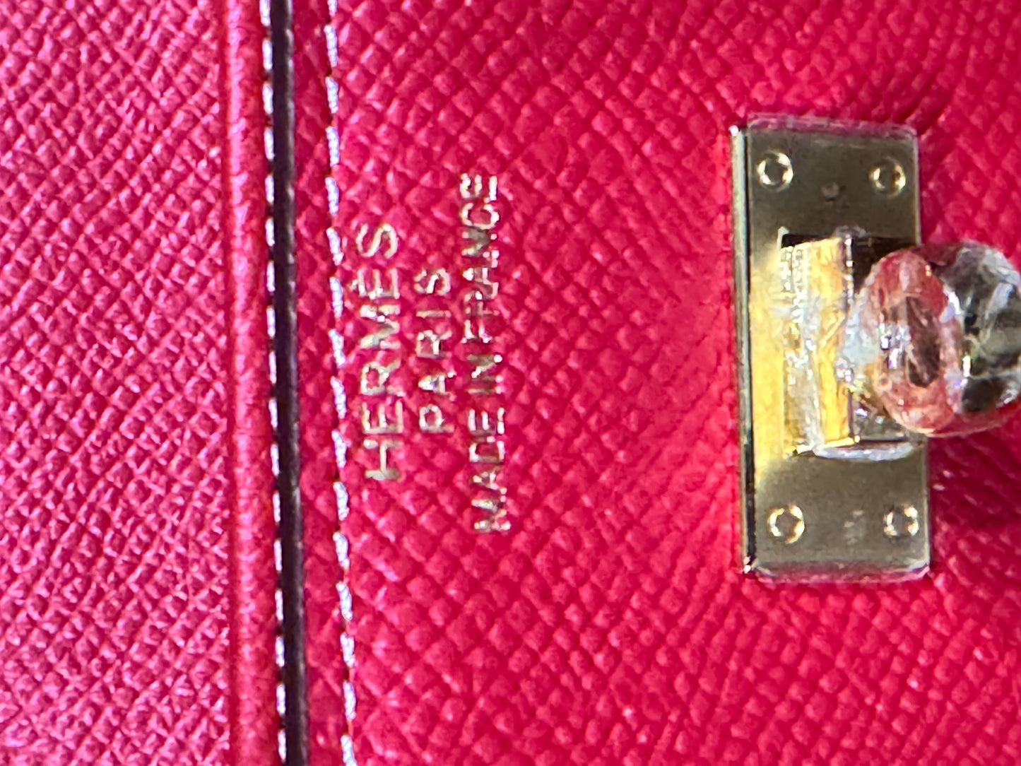 Madame Calfskin Kelly Pocket Long Wallet Rose Extreme
