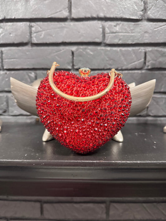 Heart Shape Rhinestones purse