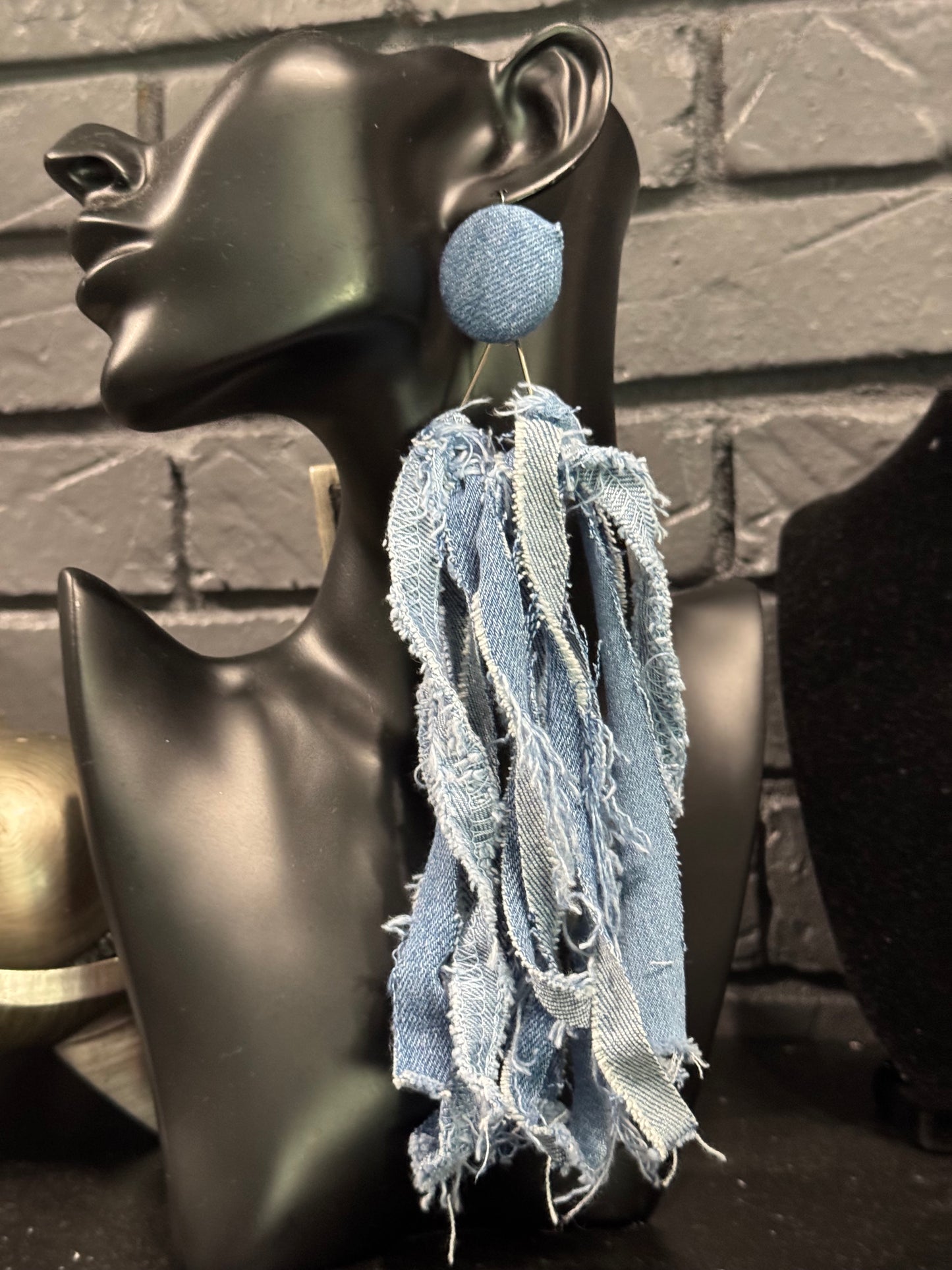 Denim Necklace and Earrings