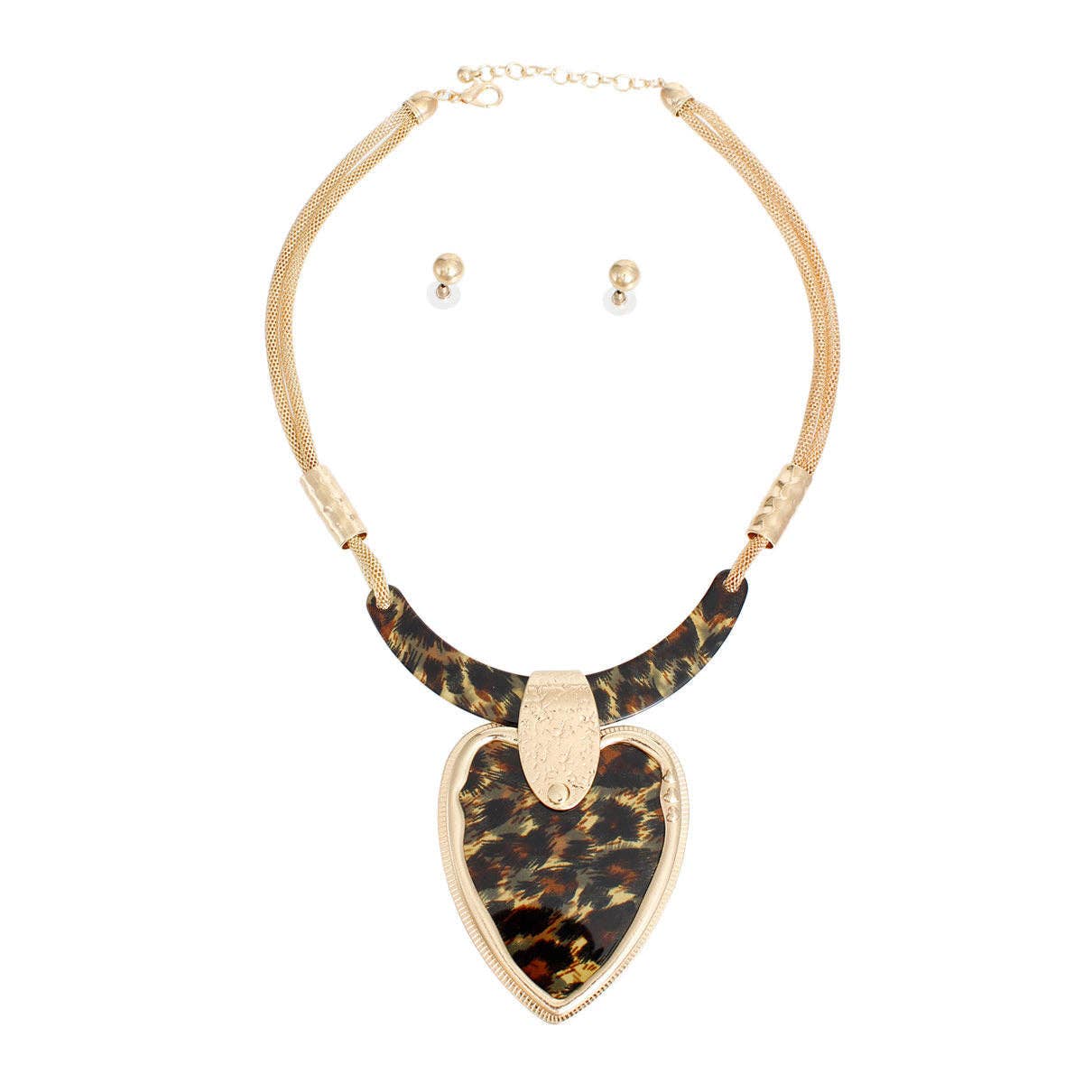 Necklace Leopard Heart Pendant Set