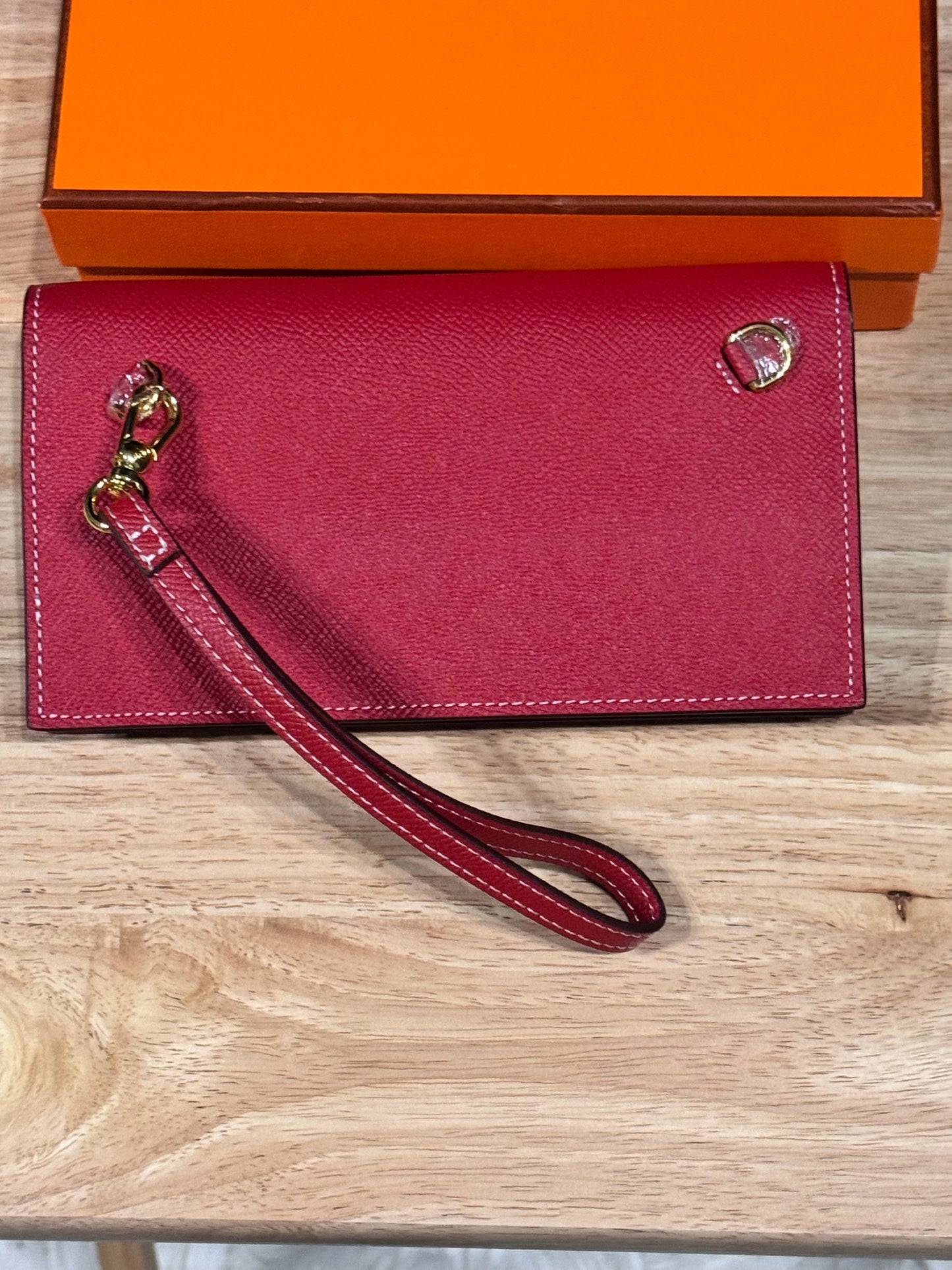 Madame Calfskin Kelly Pocket Long Wallet Rose Extreme
