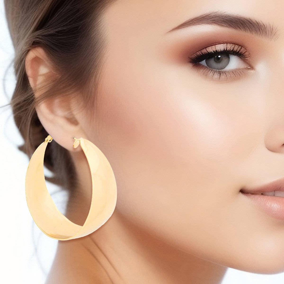 Hoops Gold Geometric Curved Earrings