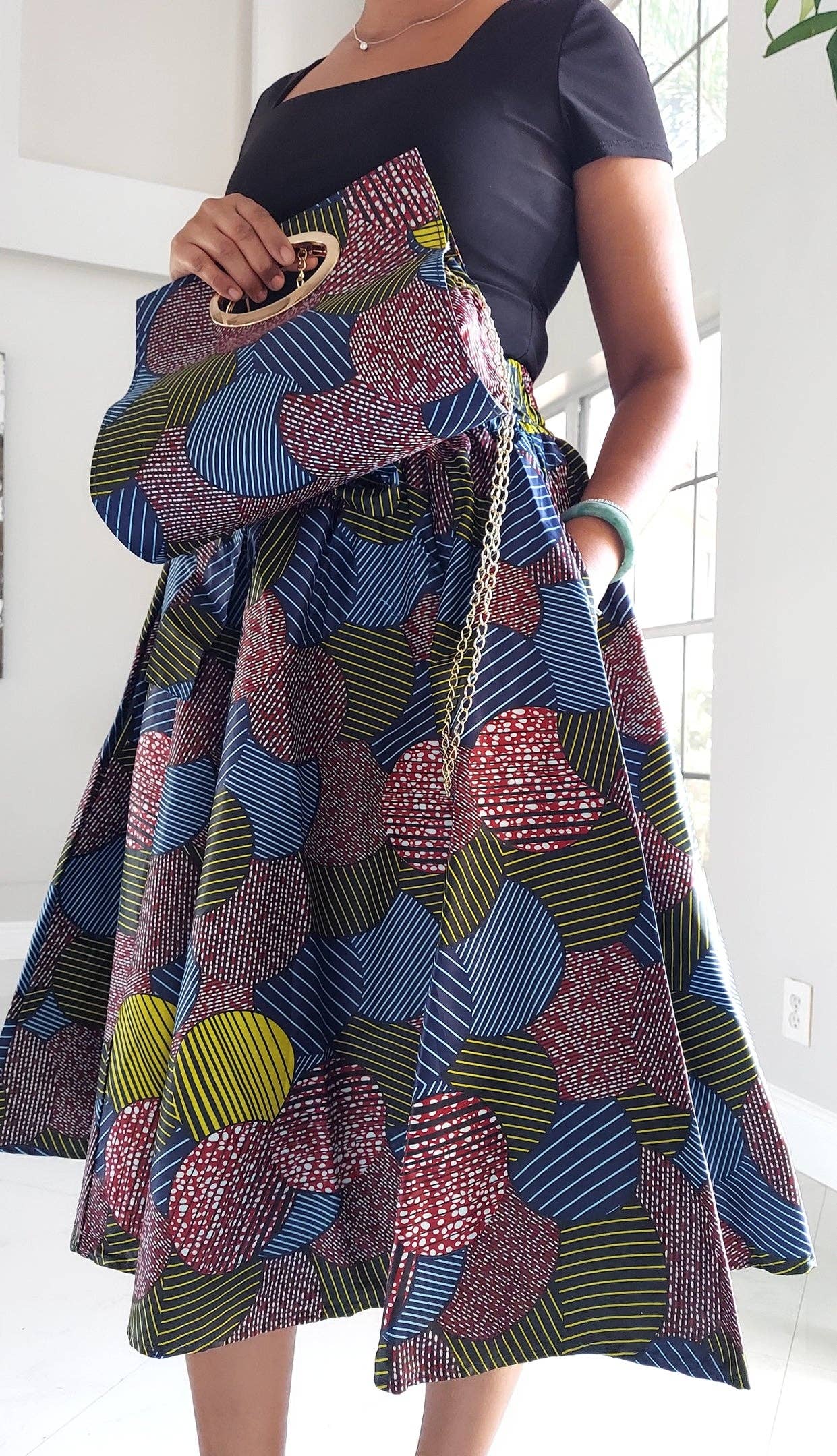 Combo- Women Mid Length Skirt & Pocketbook Set