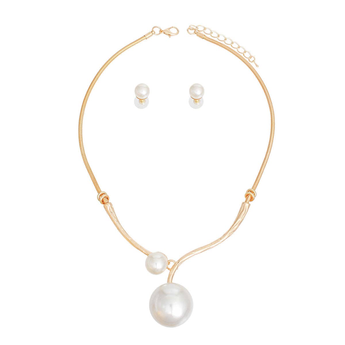 Necklace Gold Snake Chain Pearl Set