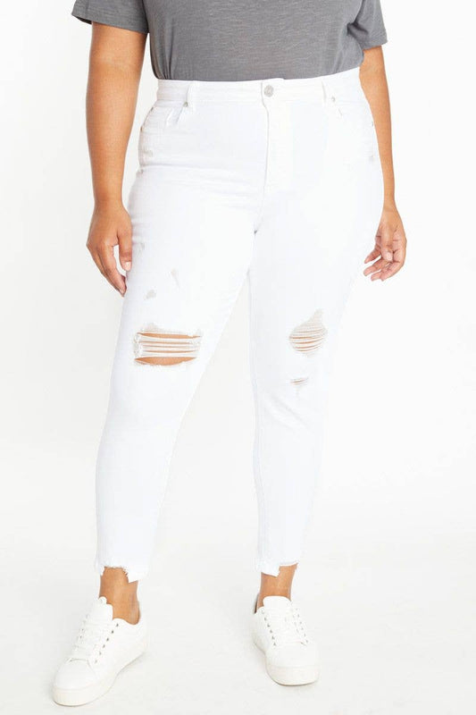 Distressed Denim Jeans ankle skinny with destructions